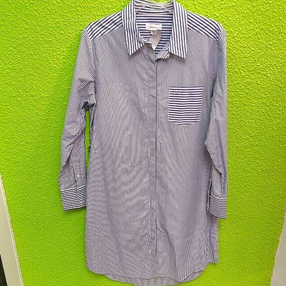 Calvin Klein Navy and White Striped Shirt - Picture 1 of 3